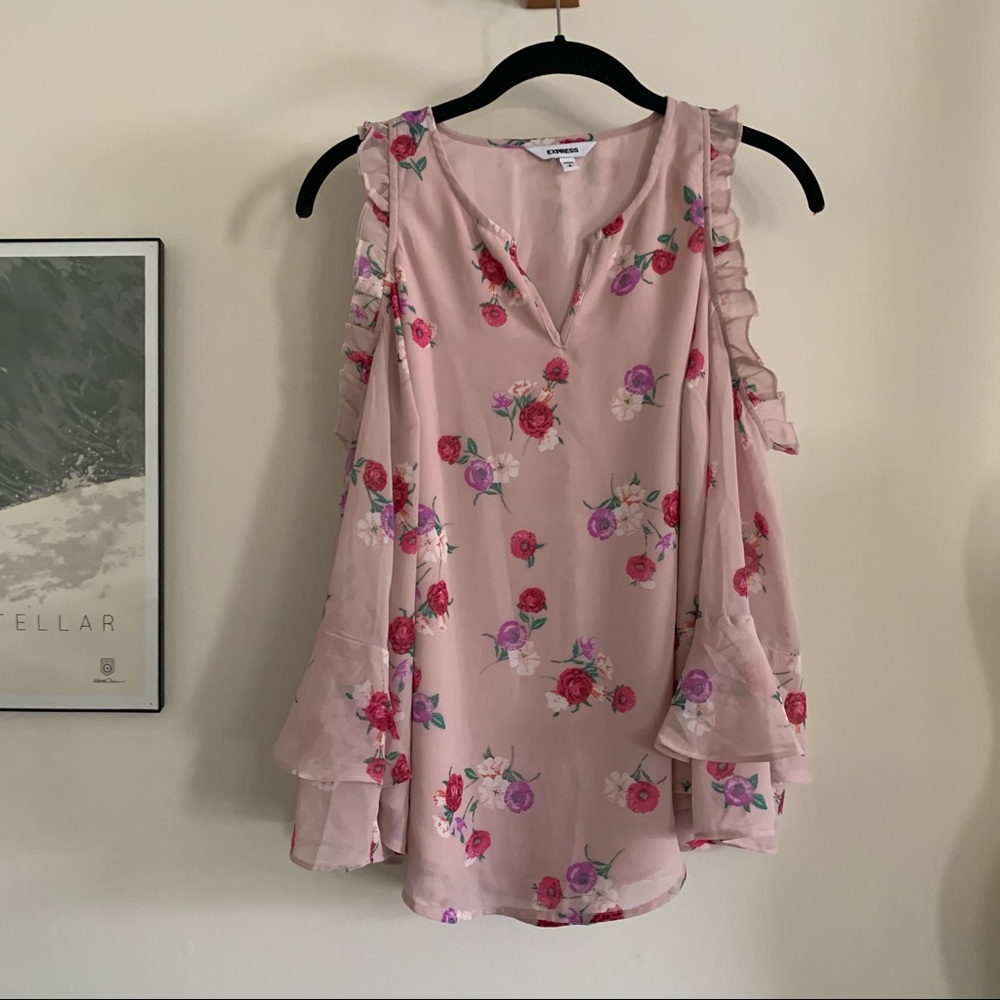 Express Floral Open Shoulder Blouse